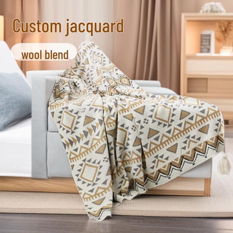 Böhmische Retro Strickwolle Sofa Decke - Leichter Luxus Klimaanlagen- & Nickerchen-Überwurf