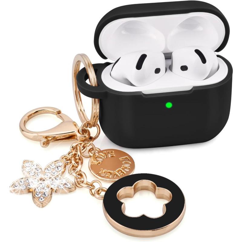 

Airpods4 Earphone Case Airpod4 Earphone Case Anti-drop Silicone Lucky Grass Keychain Pendant чорний