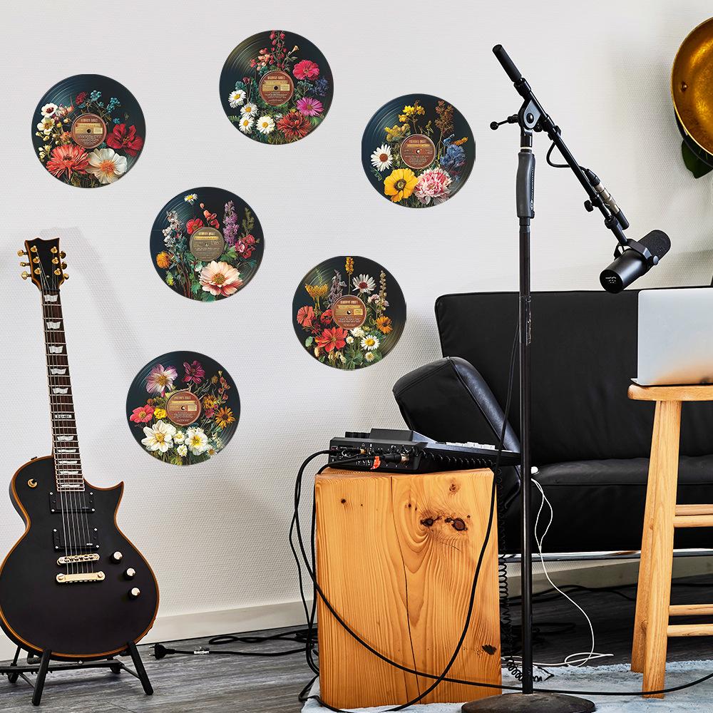 Creative Simulation Floral Art Records, Living Room, Study, Home Decoration, Wall Stickers