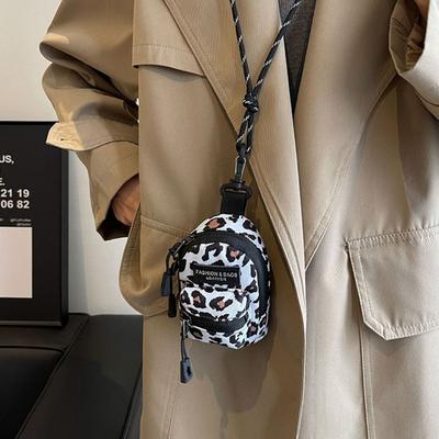 Coin Pouch Leopard Print Coin Purse Wallet with Lanyard Protective Case Money Purse Bag Lipstick Bag Mini Earphone Bag Girl