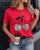 Silver Cherry Graphic Print TShirt Short Sleeve Crew Neck Casual Top Fashion Harajuku Kawaii Tshirt Unisexs Y2K Clothing