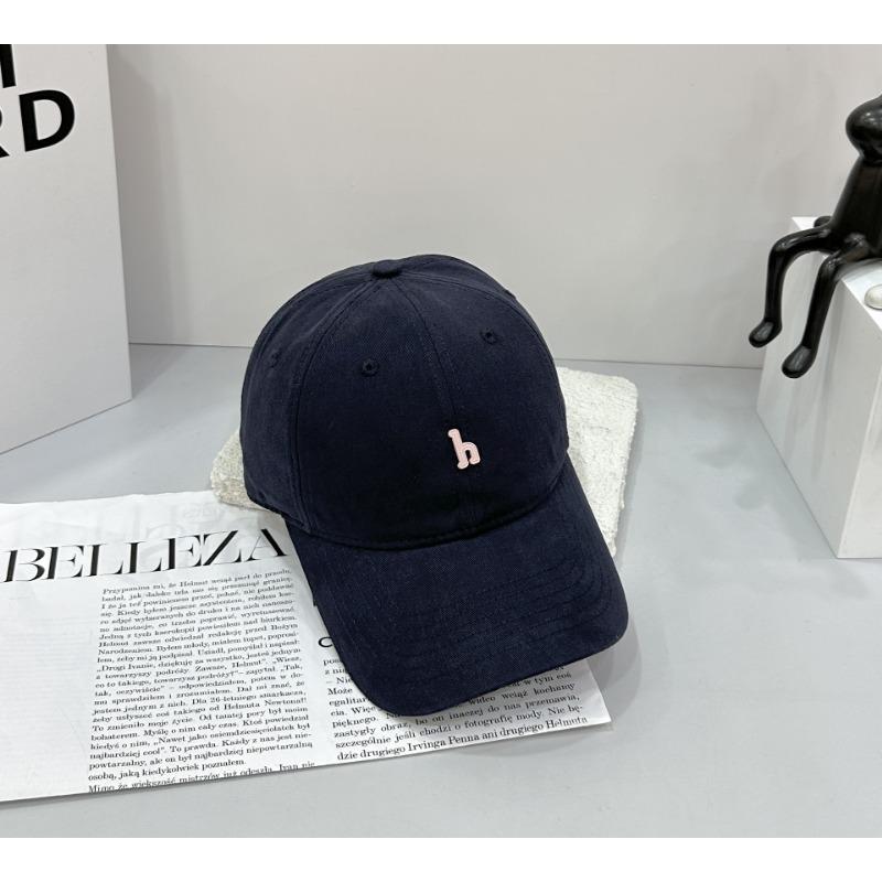 Baseball cap, hand-sewn hardware h letter soft top cotton cloth, thin sunshade, sunscreen cap, women's model
