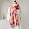 New color matching rhombus plaid imitation cashmere scarf women's versatile thickened thermal air conditioner shawl scarf