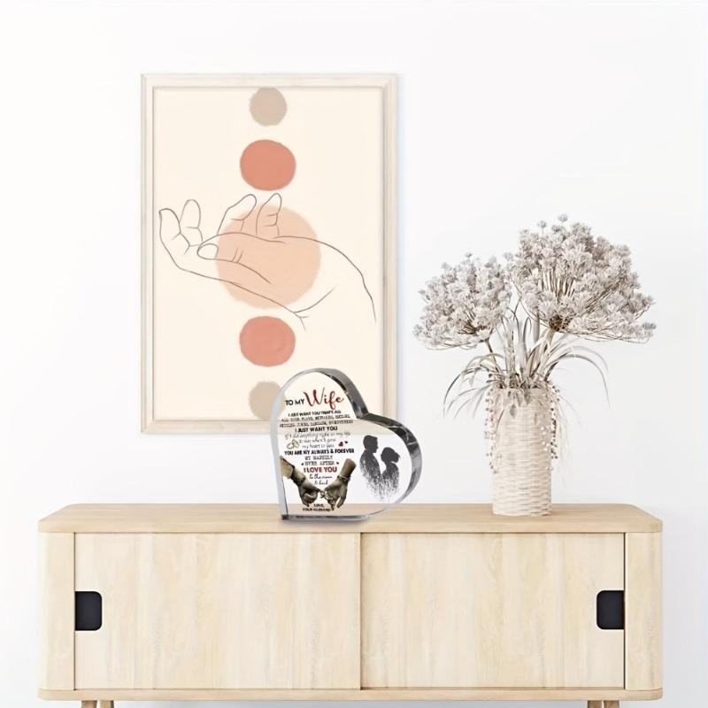 2D Flat Heart-Shaped Acrylic Plaque for My Wife, A Romantic Gift That Says 'I Love You', Nurseries, Home Desk Living Room Acrylic Decoration,