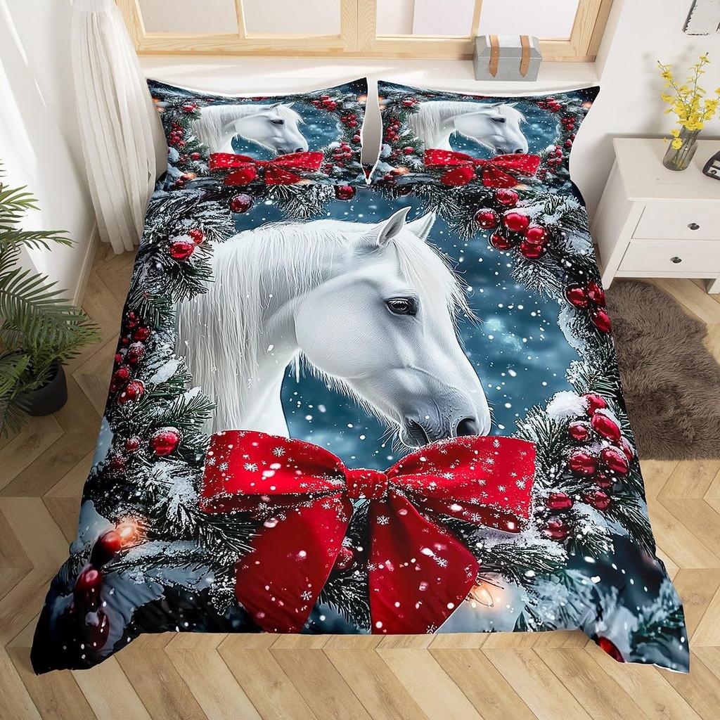 Weihnachtliches Daunendecken-Set Bettwäsche-Set 3-teiliges Bettbezug-Set