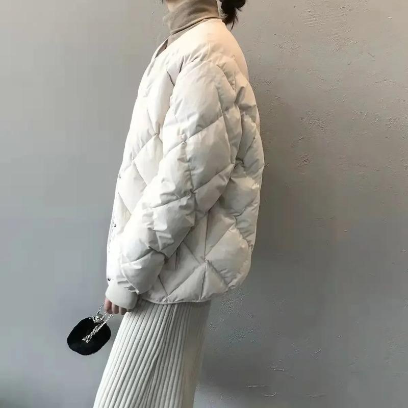 Winter Padded Jacket Women Autumn Korean Versatile Lightweight Rhombus Plaid Padded Jackets