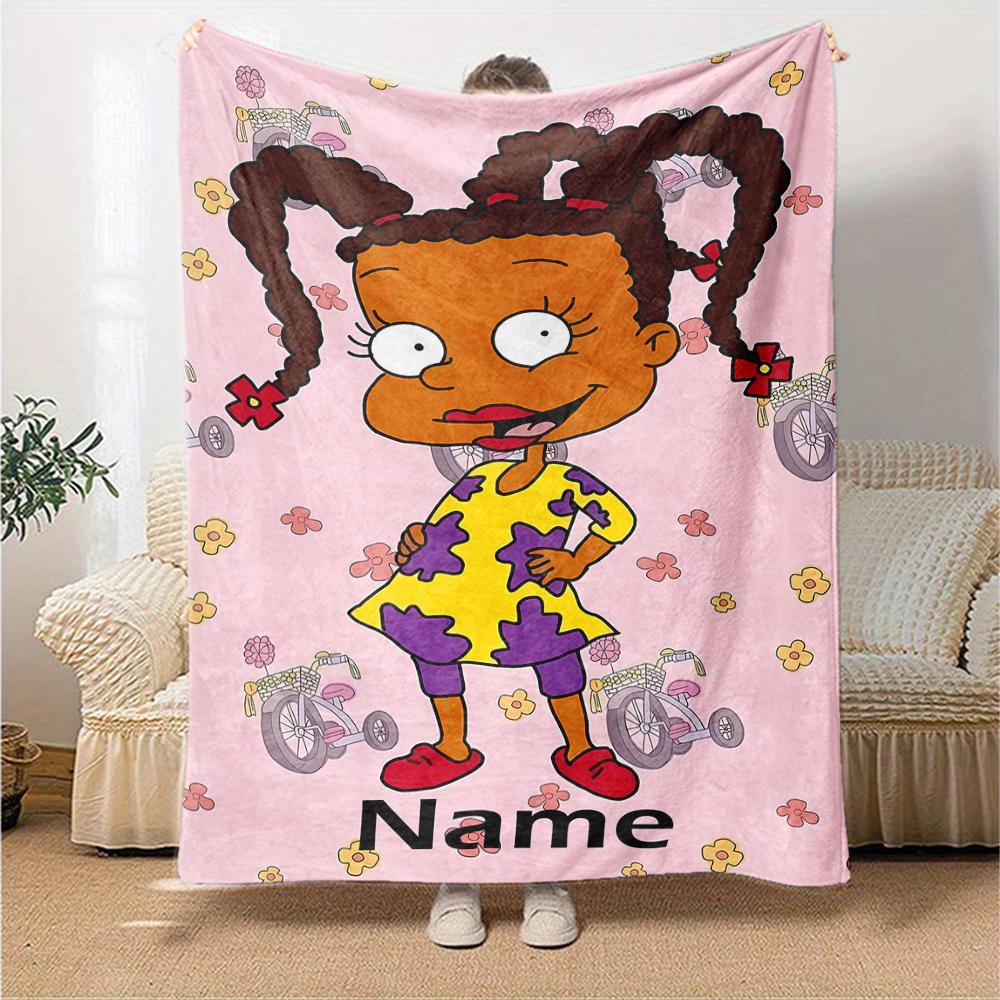 Custom Name Rugrats Theme Printed Blanket - Perfect for Couch, Bed, Travel & Outdoor Use | Machine Washable, Cozy & Durable.