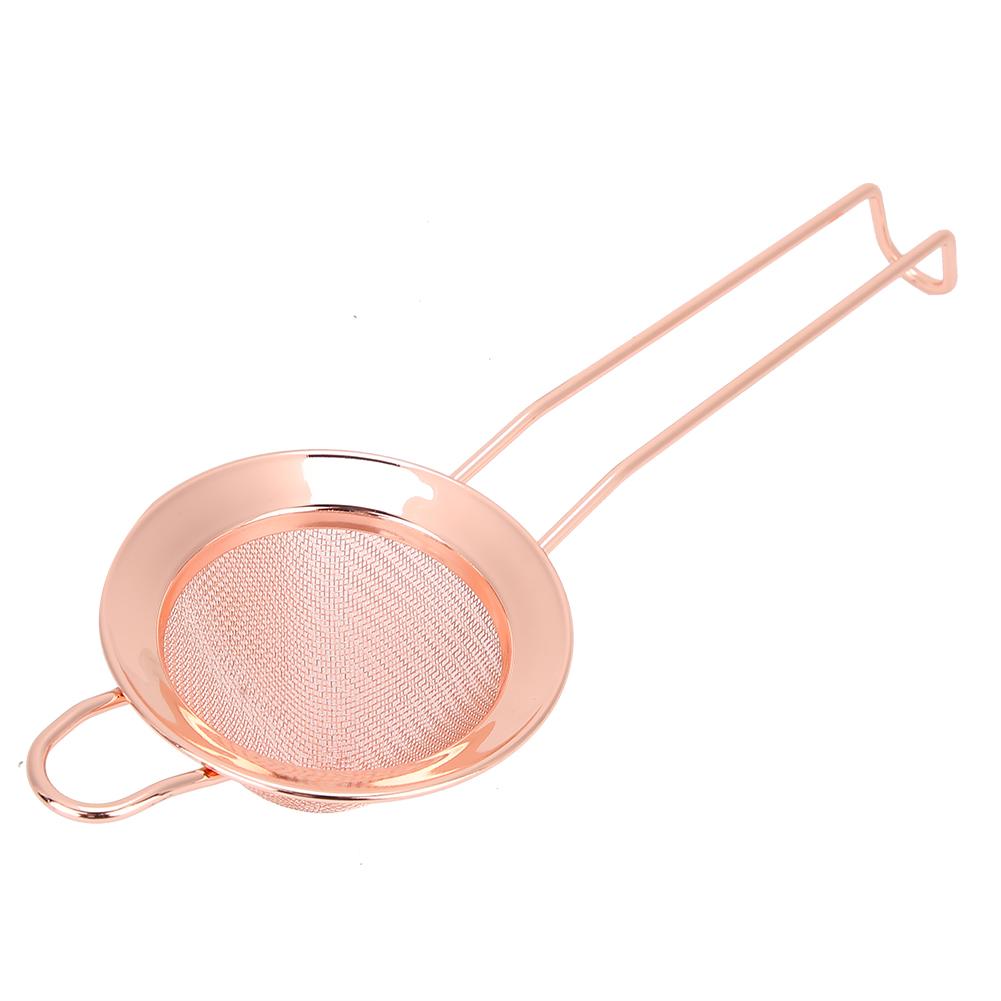 Stainless Steel Cone Shape Cake Powder Filter Cocktail Mesh Strainer Bar AccessoriesRose Gold