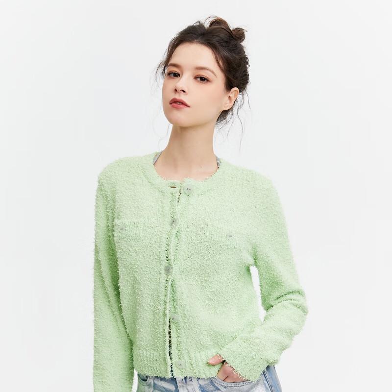 ONLY Women's 2024 Spring Button Round Neck Slim Knit Sweater