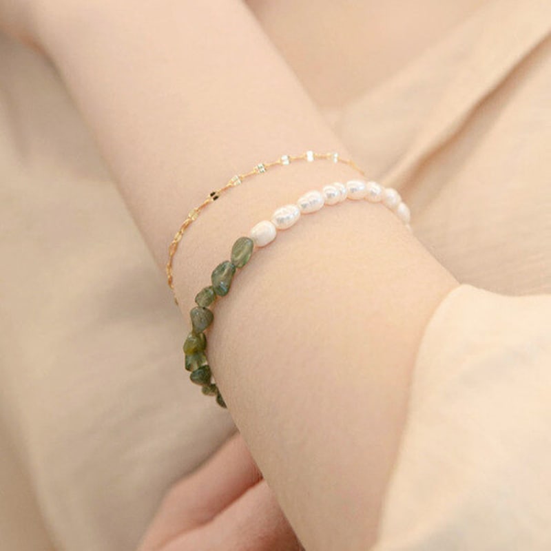 Jean Paul Clarisse Natural Gemstone Freshwater Pearl Bracelet JB-22-032B