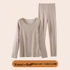 Women's Winter Fleece-Lined Silk Wool Underwear Set - Extra Thick Heat-Generating Base Layer for Autumn.