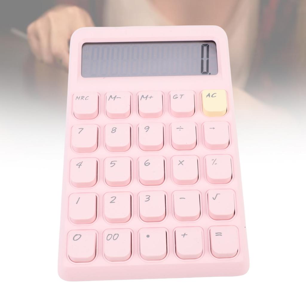 Solar Calculator 12 Digits Large Display Responsive Mechanical Buttons Cute Basic Standard Calculator for   Study