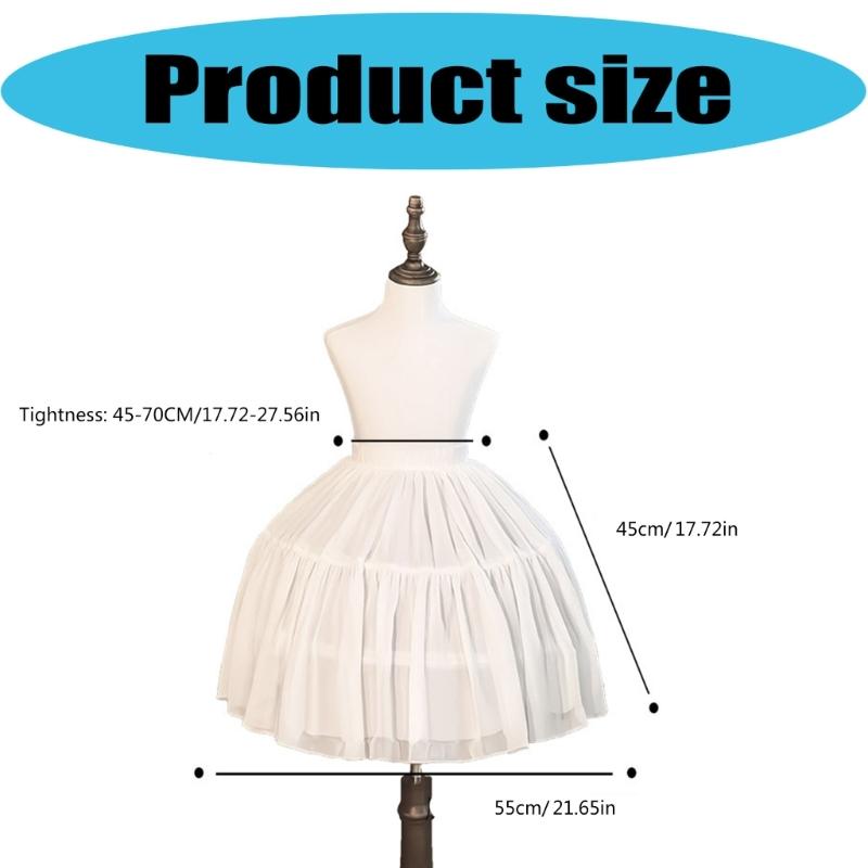 Sottogonna Crinolina Stile Principessa per Bambina Struttura con Cerchi in Acciaio Lunghezza 45 cm Sottoveste in Poliestere per Costumi Occasioni Speciali