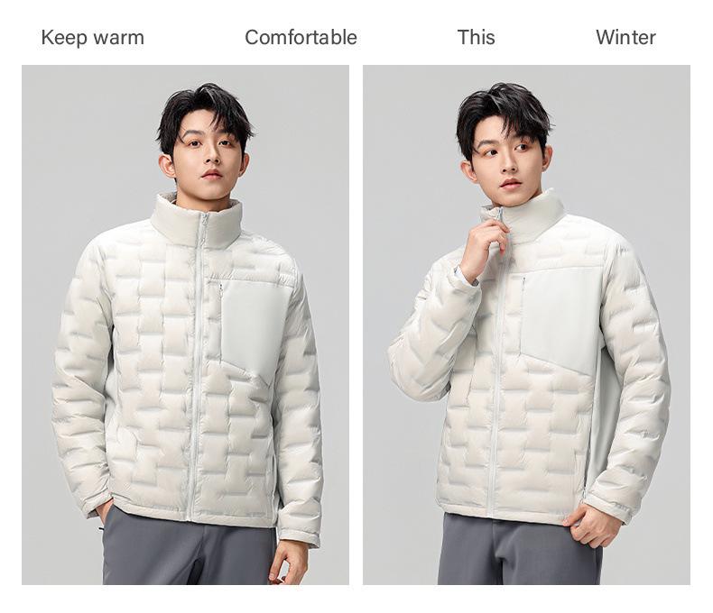 Lightweight Stand Collar Down Jacket - 90% Duck Down, Windproof, Warm Winter Coat with Custom Logo
