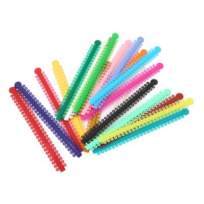 20 Strips Ortodontisk Ligature Tie PU Elastisk Flerfarge Ortodontisk Ligature Ring Tilbehør