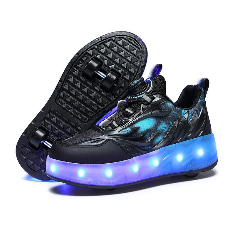 New champion runaway shoes LED luminous pulley shoes boys and girls student sports four pairs of wheels