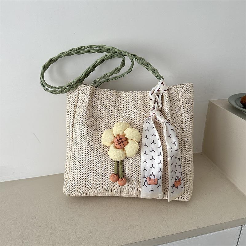 

Летняя популярная соломенная сумка Mori простая сумка большой вместимости женская пляжная сумка для отдыха и отпуска плетеная женская сумка зелёный