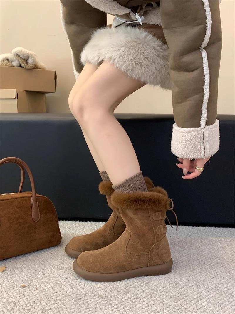

Женские зимние ботинки с коротким голенищем 2025 зима новые пушистые утолщенные теплые хлопковые ботинки на плоской подошве в стиле ретро ботинки Мартин 40 темно-коричневого