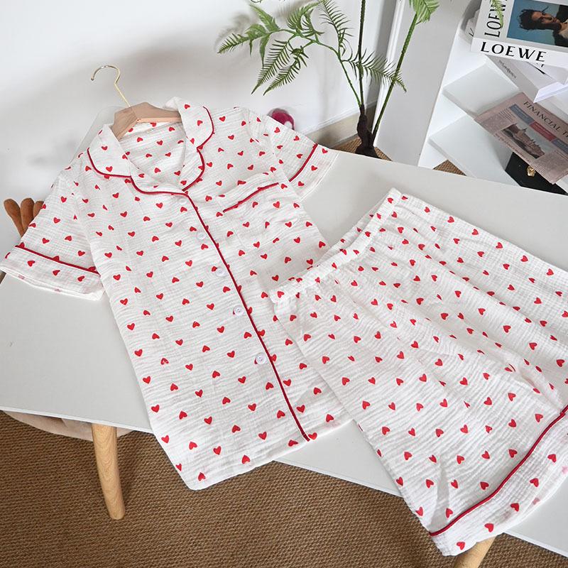Women's Pure Cotton Summer Pajama Set - Sweet, Breathable, Short Sleeve & Shorts
