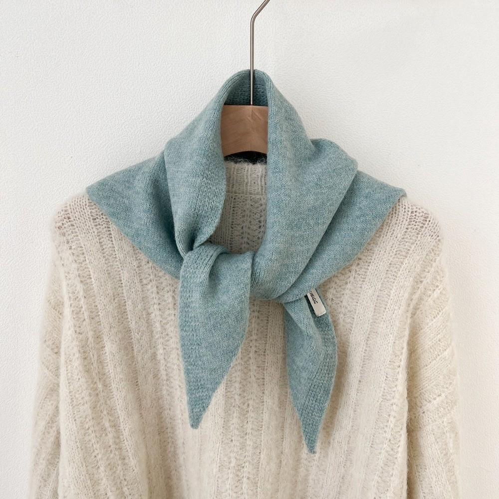 Solid Color Knitted Triangle Scarf Striped Cross Neckerchief Sweet Cross Scarves Autumn Winter