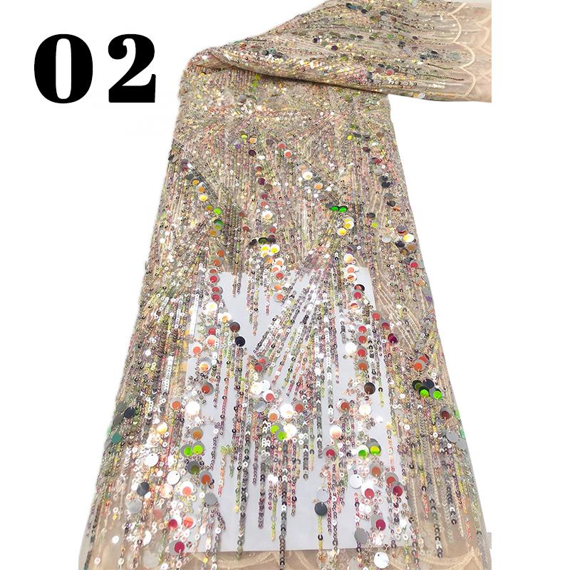 Heavy Industry Embroidery Sequin Fabric Tulle Lace Glitter Designer Fabric For Sewing Summer Fashion Costume Wedding Dress