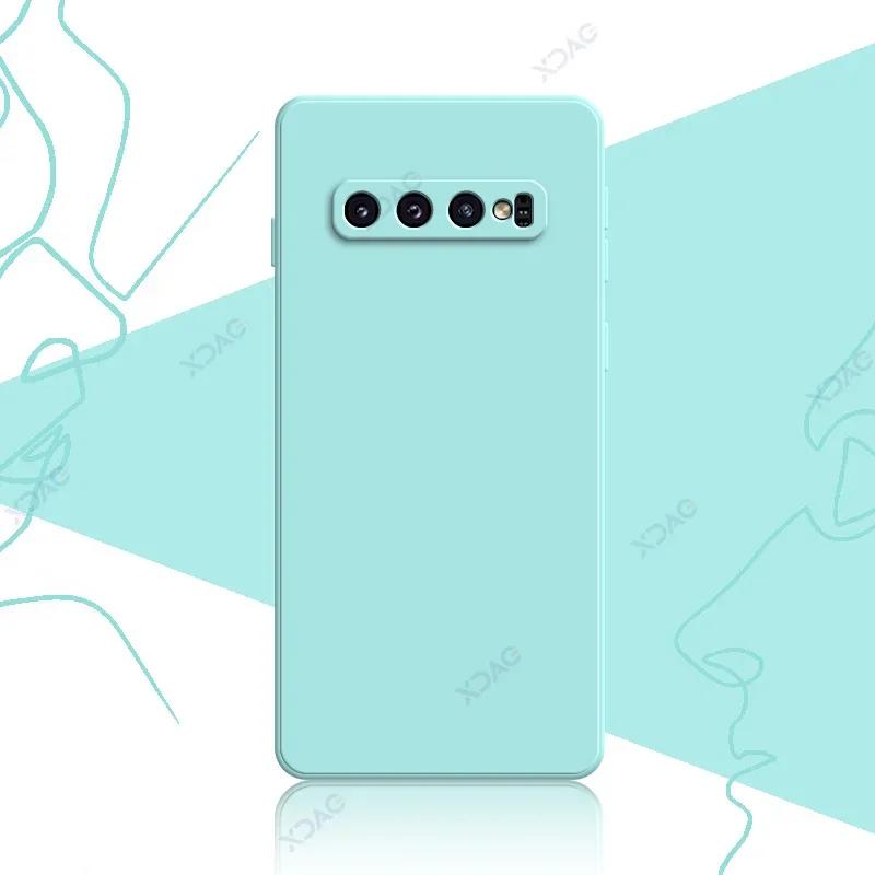 Luxury Square Liquid Silicone Covers for Samsung Galaxy S10 Plus S10E SamsungS10Plus Soft Phone Case Waterproof Housing