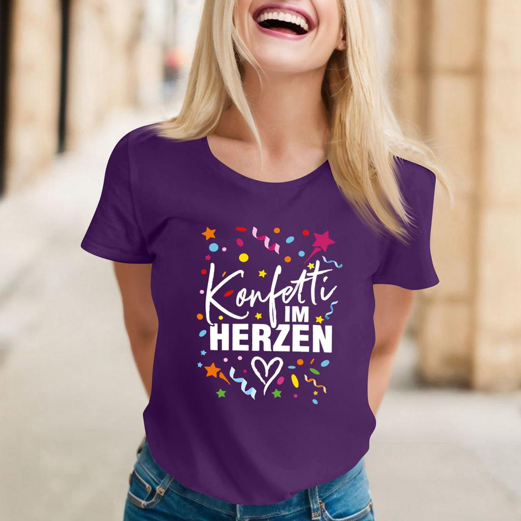 Women's Casual Printed T-Shirt Round Neck Pullover Short Sleeve Top