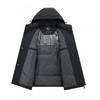 Mens Lightweight Hooded Down Jacket Winter Daily Wear Loose Fit Warm Parka With Removable Hat 50% Goose Fill