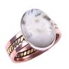 Natural Green Dendrite Opal Gemstone 925 Sterling Silver Two Tone Ring S.10 l1t84