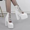 14Cm Sweet Wind Patent Leather Chunky Waterproof Platform High Heels Runway Height-hating High Sexy Single Shoes Platform Heels