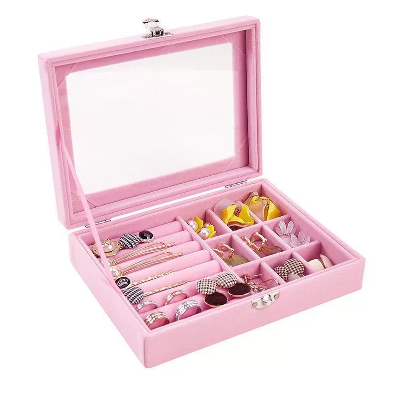 Jewelry Storage Box Earring Ring Necklace Jewelry Display Box Jewelry Classification Dustproof Transparent Flip Lid Jewelry Box