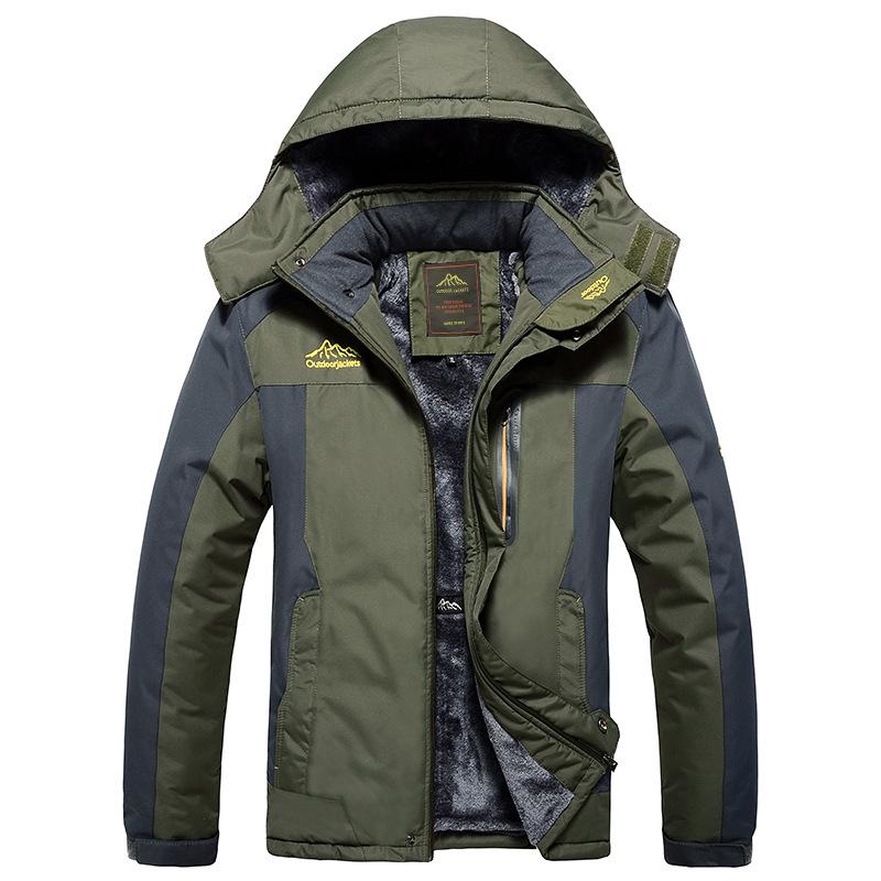Men's 2026 Winter Ski Jacket with Thick Fleece Lining - Trendy, Cold-Resistant, Warm, Plus Size Outdoor Clothing for Mountaineering.