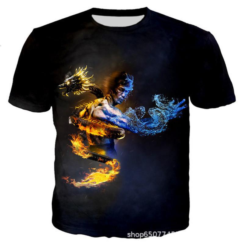 Summer Fashion Kung Fu Series 3D Printed Men's Casual O-Neck Short-Sleeved T-shirt Sportswear Cool Streetwear Oversized Tops