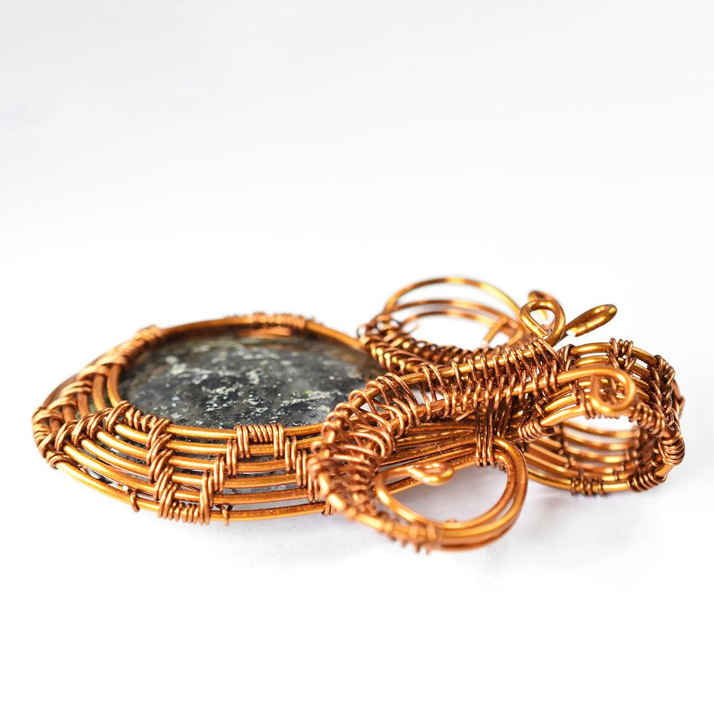 65.4 ct Natural Jasper Oval Shape Copper Wrapped Pendant Gift for Her Gemstone Jewelry Gift