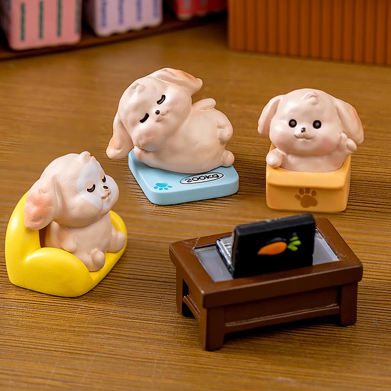 Miniature Cartoon Dog Micro Landscape Resin Ornaments For Home Decoration Kawaii Animal Puppy Figurine Desk Room Decor Gift