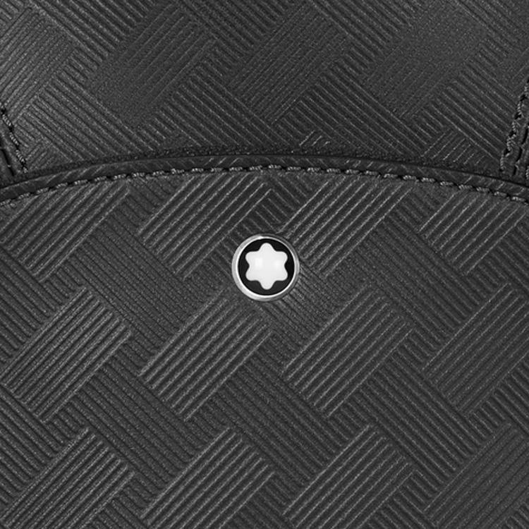 Montblanc Adjustable Shoulder Strap Zipper Closure Embossed Full Grain Leather Crossbody Bag Medium Men Bags Black 129971