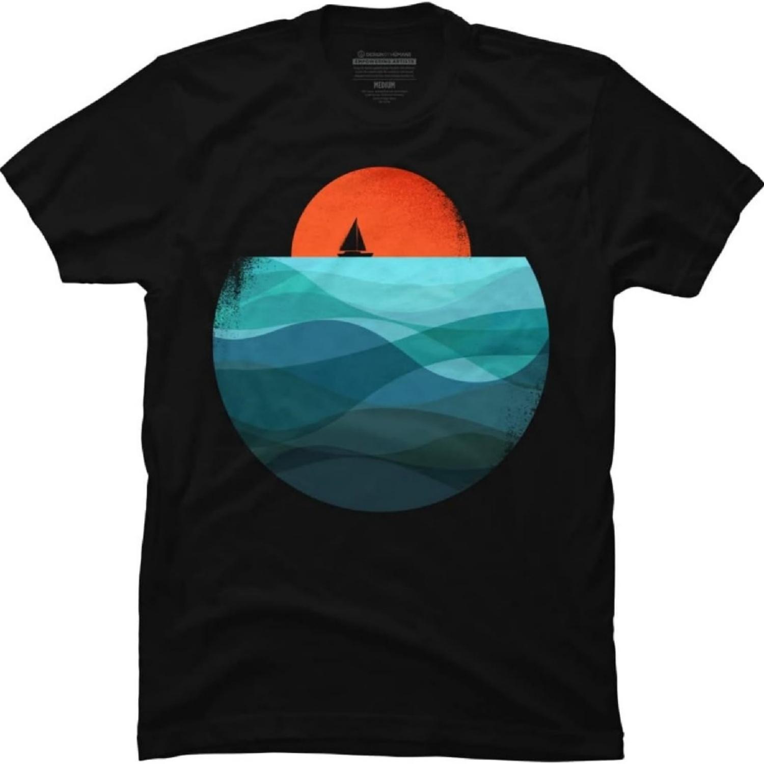 

Мужская футболка Design By Humans Ocean Wave от radiomode - - XXXXXL чёрный