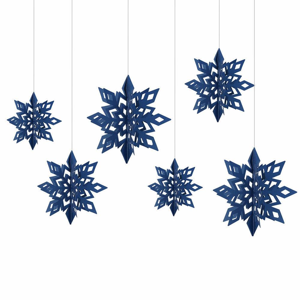 Christmas 3D Snowflake Pendant 6 Pcs set Christmas Party For Decorating Houses Shops Three-dimensional Bedrooms