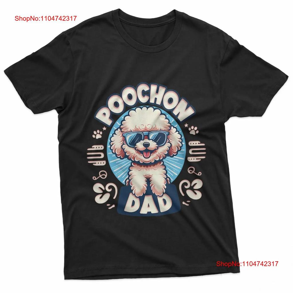 Poochon Papa Vatertag Haustier Hund Rasse Pfote T-Shirt vintage Gewaschen Bequem Lässig homme Weich Vielseitig Leicht Atmungsaktiv