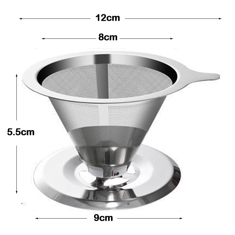 Reusable Double Layer 304 Stainless Steel Coffee Filter Holder Pour Over Coffees Dripper Mesh Coffee Tea Filter Basket Tools