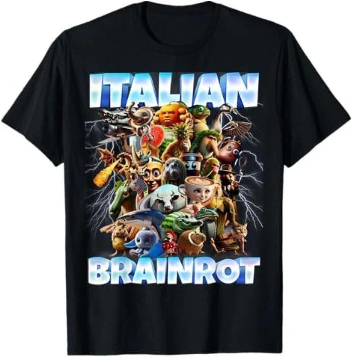Italian Brainrot Characters Funny Meme Popular Trend Gen Z T-Shirt 2XL