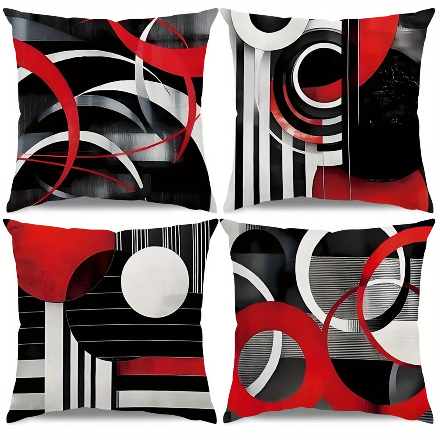 [4 шт. Абстрактные Наволочки] 4 шт. Абстрактные Геометрические Полосы Декоративные Наволочки для Подушек-Пледов для Дивана Кушетки Гостиной 18 X 18-Inch