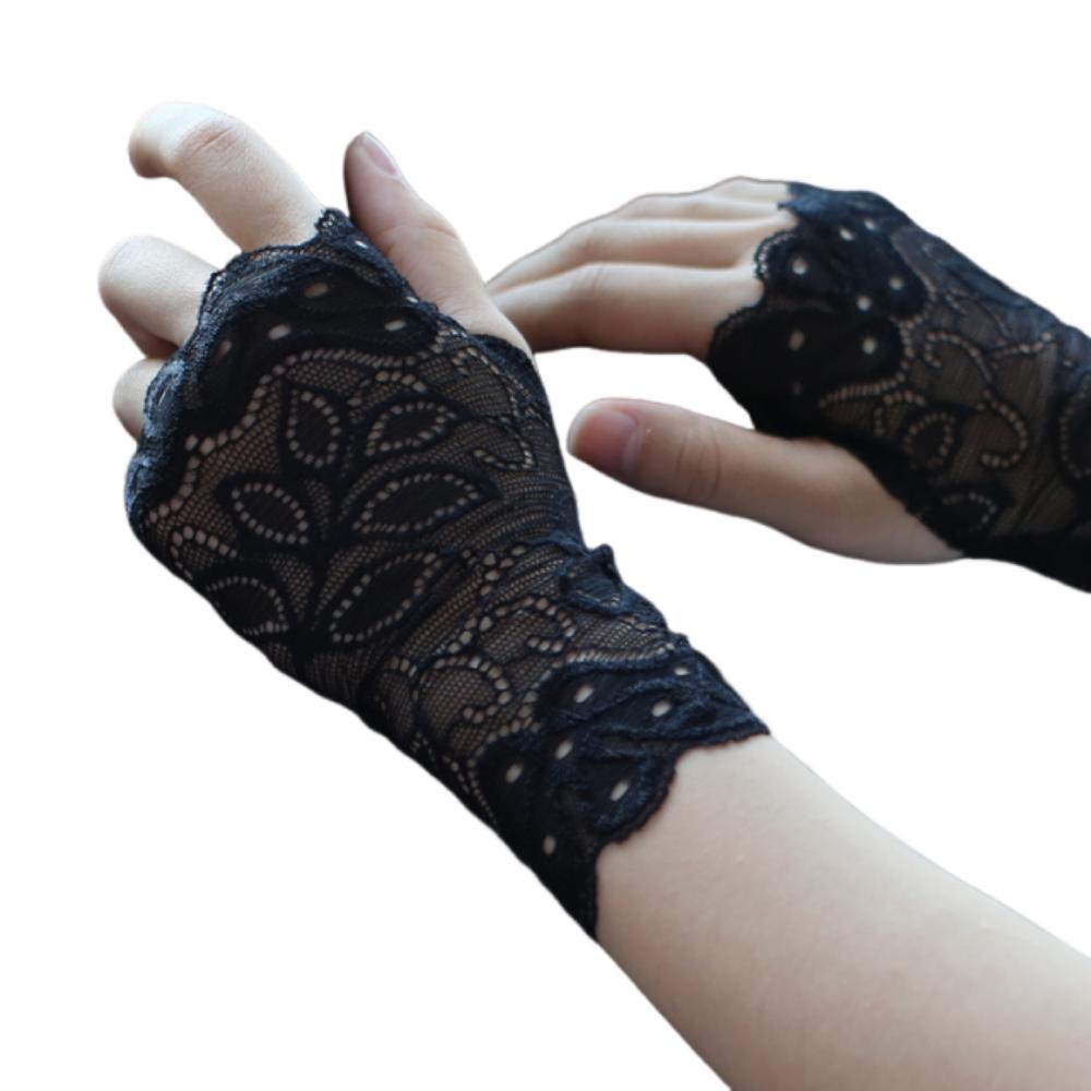 Thin Lace Half Finger Gloves Breathable Sun Protection Riding Gloves Driving Gloves  Wedding Events