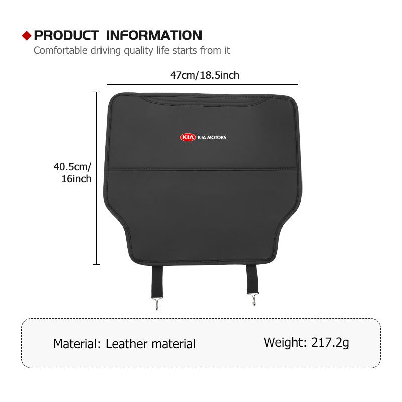 For KIA Leather Car Seat Back Protector Pad Anti Kick Mat Storage Pocket Interior Accessories Sorento Stinger Soul Spectra Niro