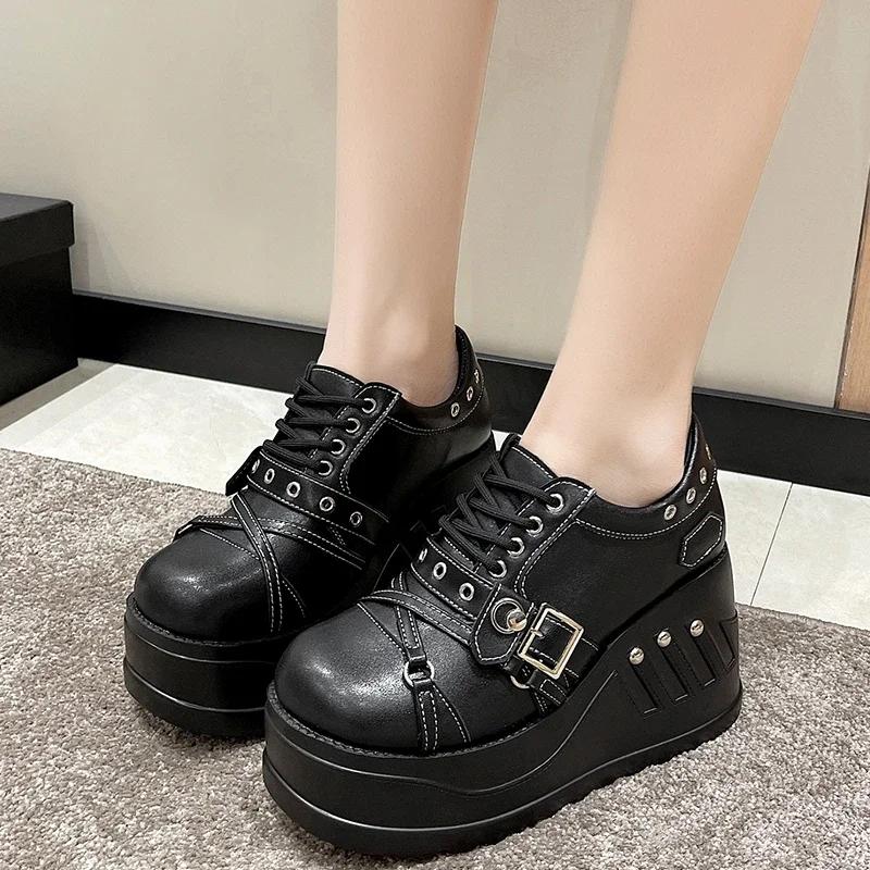 Punk Gothic Pumps Women 2025 New Thick Sole Brand Platform Mary Jane Shoes Wedge High Heels Party Cosplay Designer Lolita Shoes