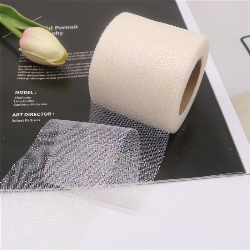 6CM/roll Holiday Ribbon Colorful Dot Mesh Fabric Glitter Ribbon For Gift Wrapping Christmas Decorations