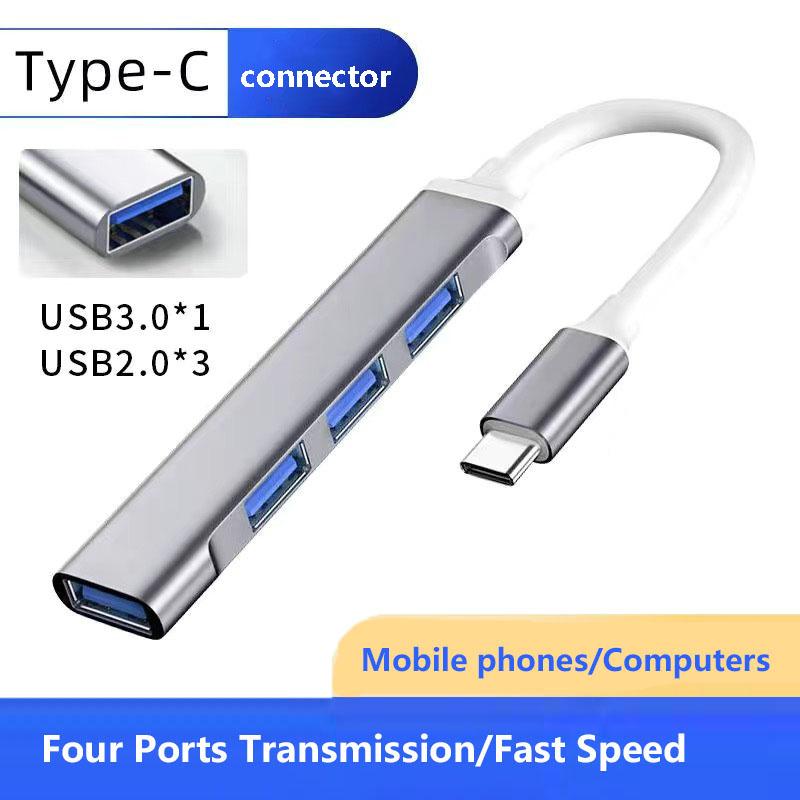 

Новый USB3.0 ХАБ Алюминиевый ХАБ Расширение Type-c 4-портовый USB Сплиттер Высокоэффективная передача TYPE-C