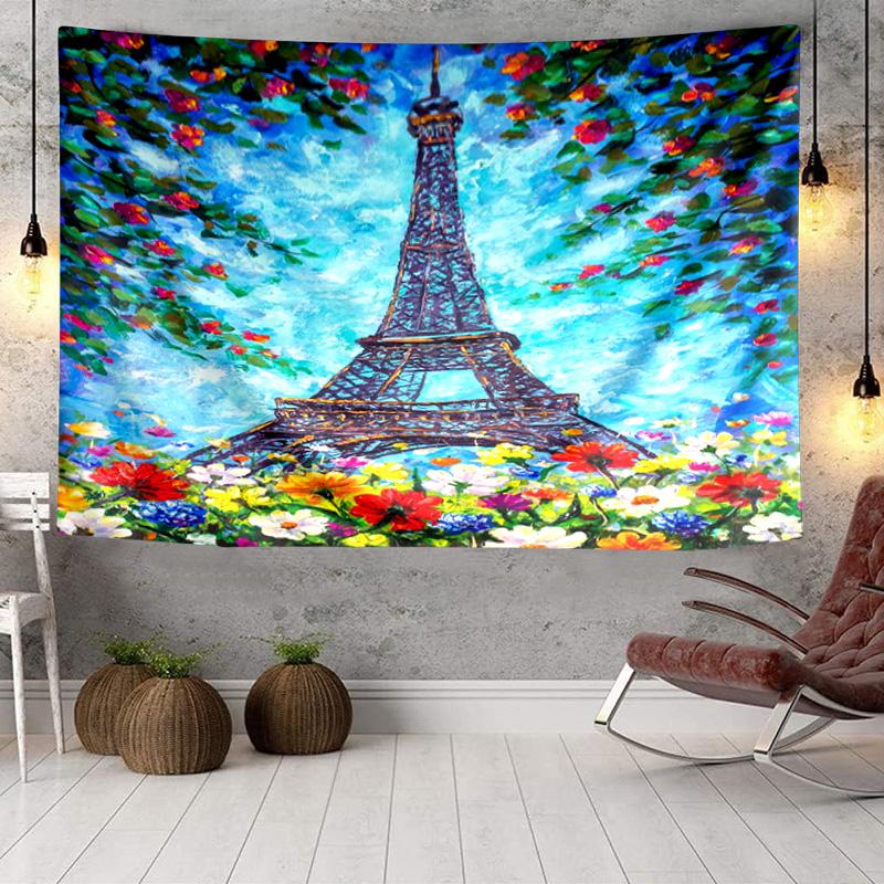 Parisian Eiffel Tower Romance Tapestry Room Decoration Wall Hanging for Living Room Bedroom, dormitory, Birthday and Christmas gifts