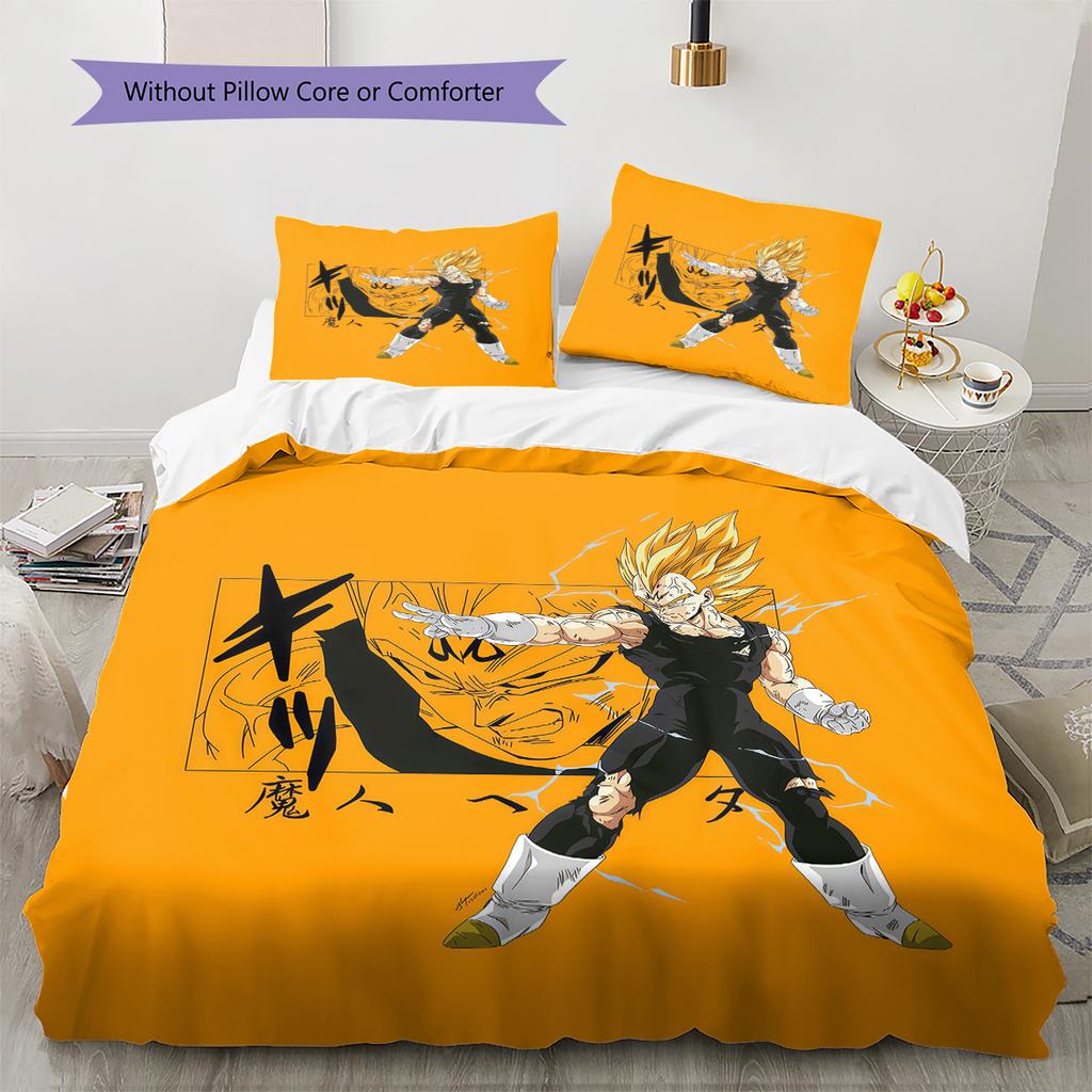 Ropa de cama con patrón de Vegito, Juego de colcha, Funda de colcha, Funda de almohada, Regalo de cumpleaños para el hogar (1 * funda nórdica + 2 * fundas de almohada, sin núcleo)