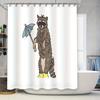 Cute Raccoon Shower Curtain Woodland Animal Bathroom Decor Forest Wildlife Washable Liner Set Nature Theme Home Textile